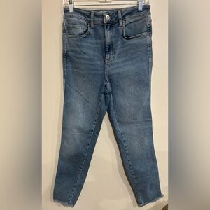 Free People We The Free High Rise Fringe Distressed Skinny Jean Jegging Size 31